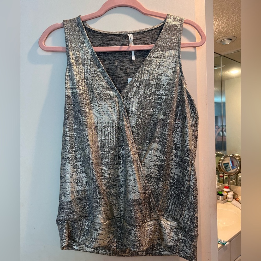 Anthropologie Criss Cross Going Out Top Metallic - Picture 1 of 1